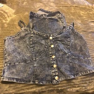 Ashley Stewart Acid Wash Denim top